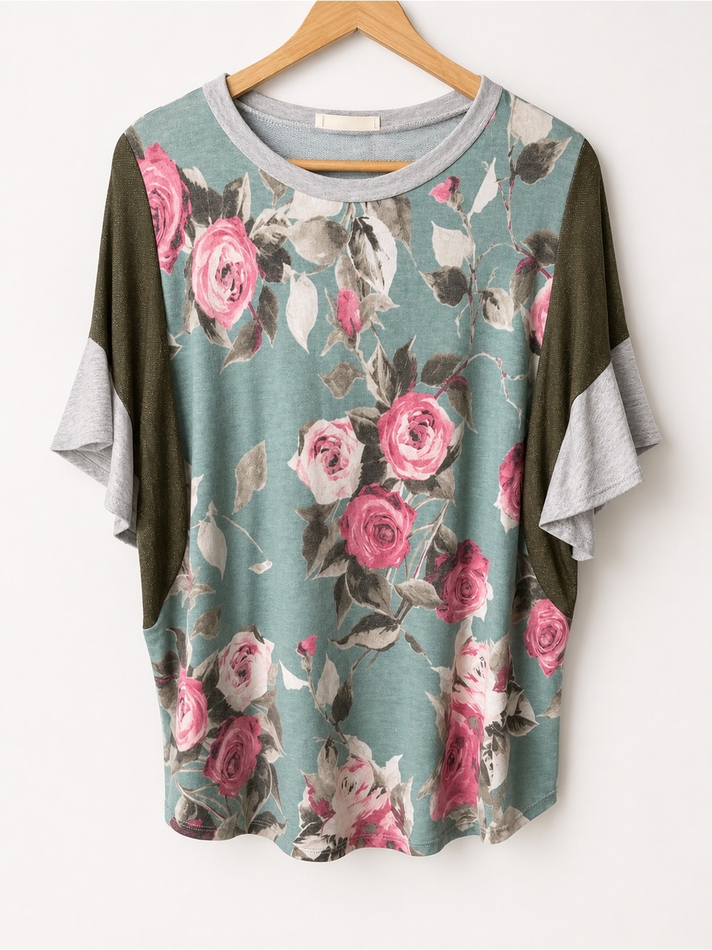 A.gain Floral Print Short Sleeve Top Size L